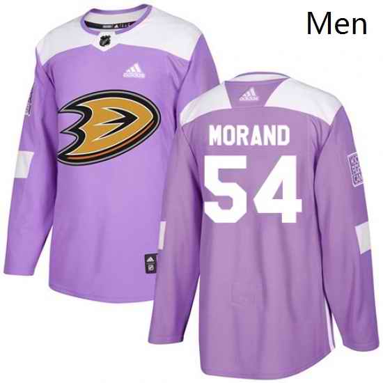 Mens Adidas Anaheim Ducks 54 Antoine Morand Authentic Purple Fights Cancer Practice NHL Jersey